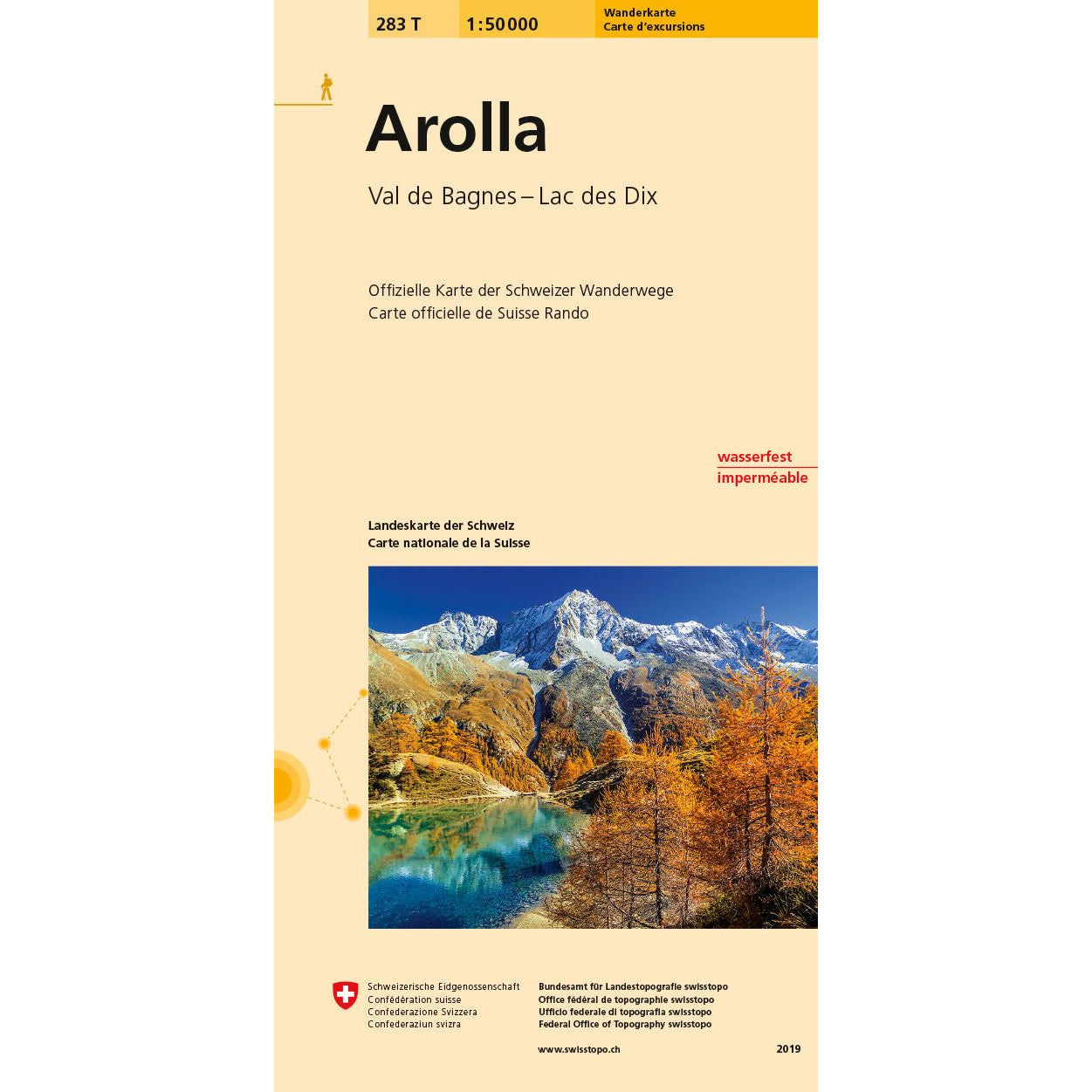 Arolla Hiking Map | 283T Arolla / Val de Bagnes / Lac des Dix | Swisstopo 1:50,000