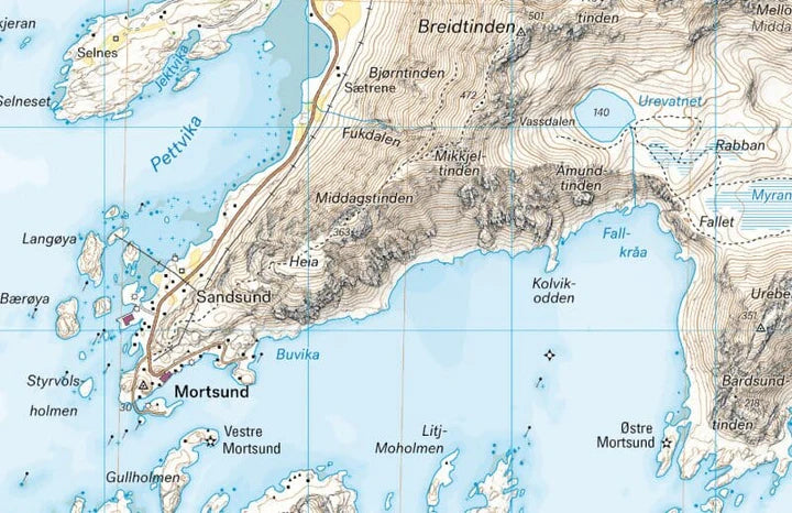 Lofoten Map Calazon Vestvagoya and Leknes High Mountain Map | Backcountry Books