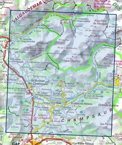 Ecrins Map | IGN 3437 OT Champsaur / Vieux Chaillol / Parc national des Ecrins | Backcountry Books