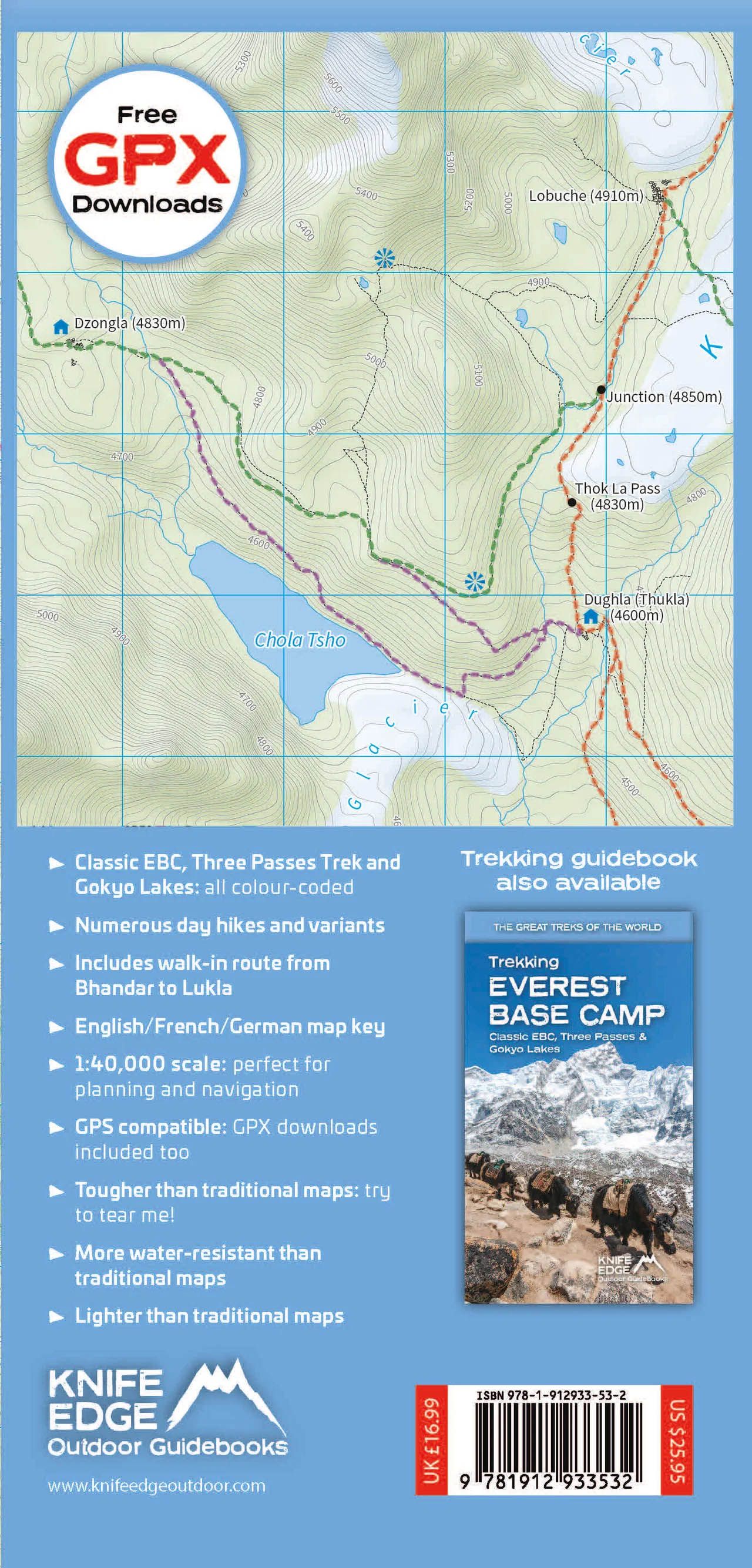 Everest Base Camp Trek Map Knife Edge Outdoor | Backcountry Books