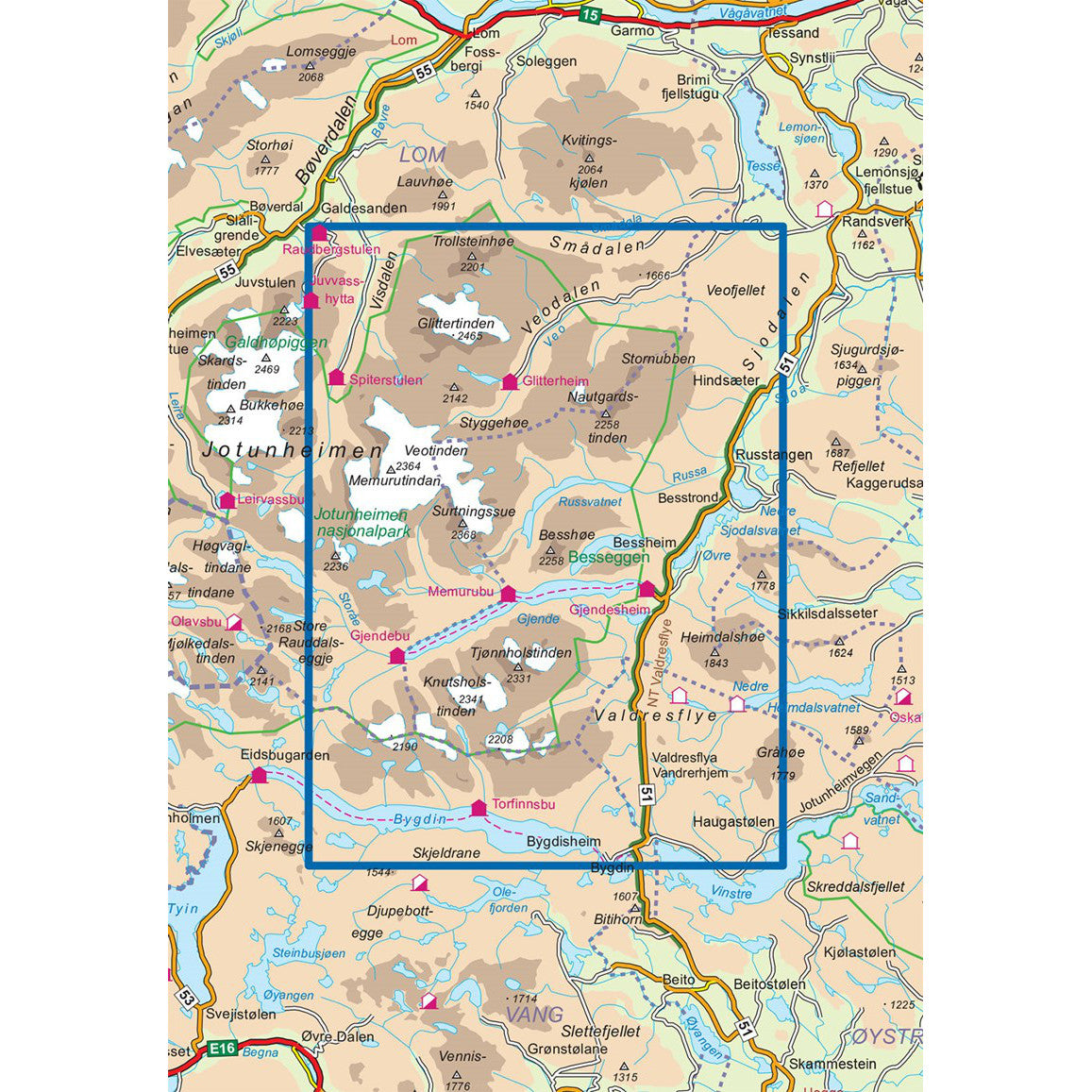 Jotunheimen Map Nordeca Turkart Jotunheimen Aust | Backcountry Books