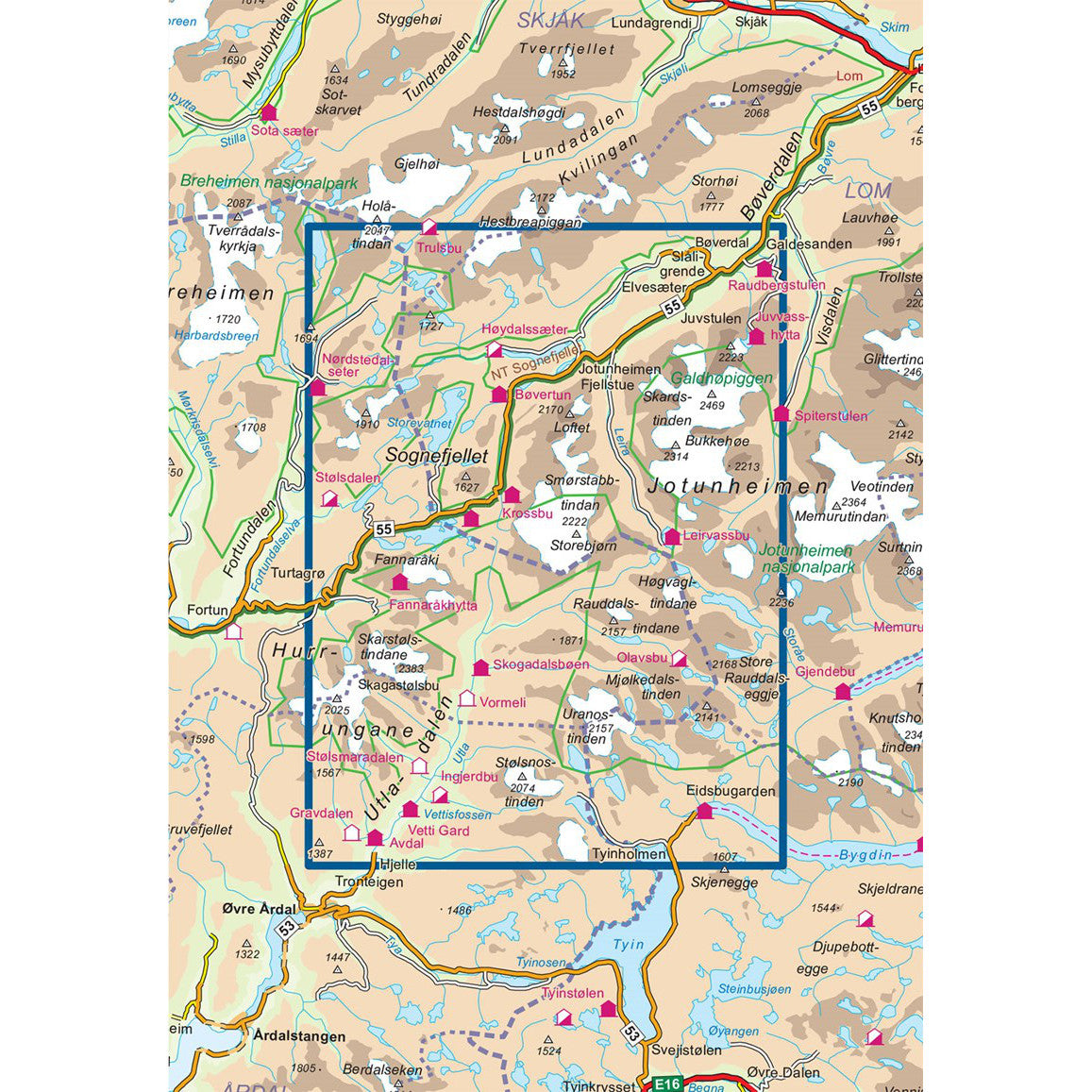 Jotunheimen Map Nordeca Turkart Jotunheimen Vest | Backcountry Books
