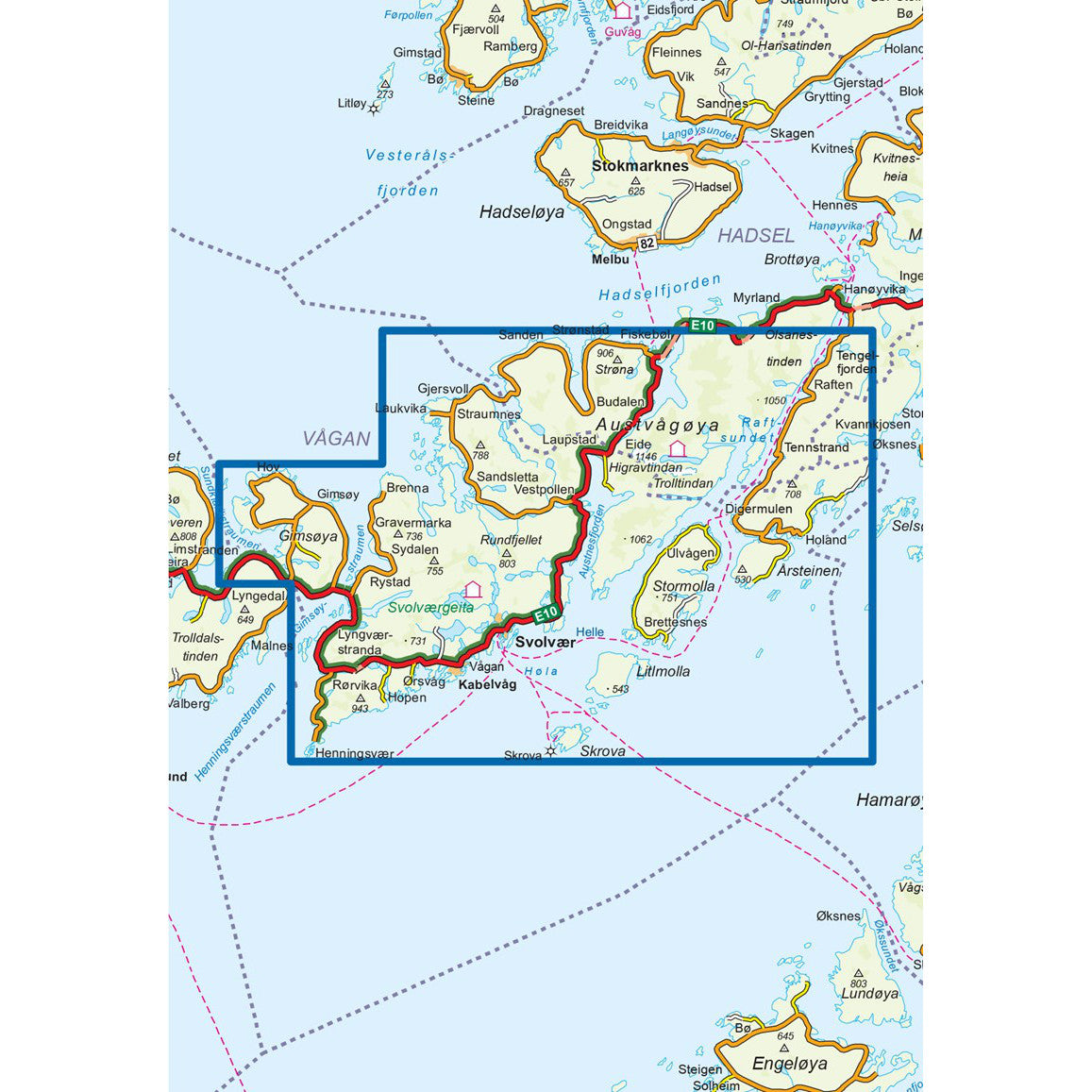 Lofoten Map | Nordeca Turkart Vågan | Backcountry Books