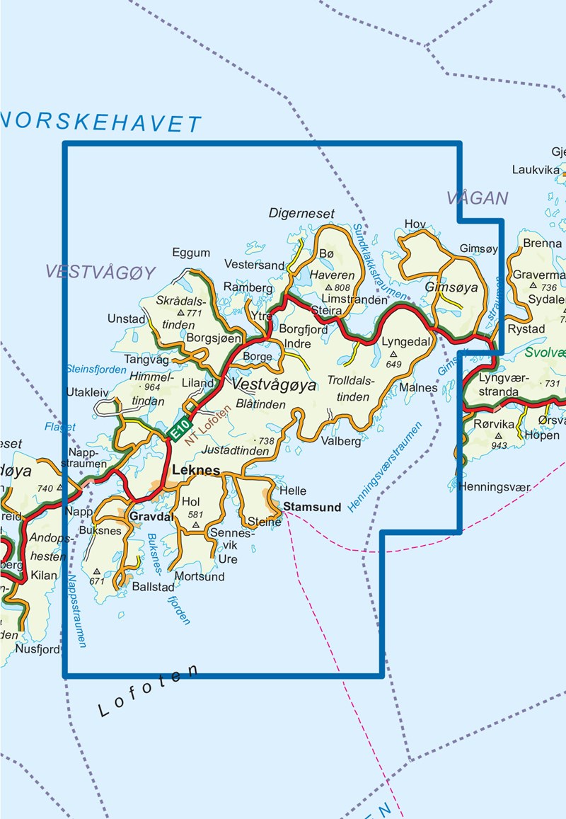 Lofoten Map | Nordeca Turkart Vestvågøy 1:50 000 | Backcountry Books