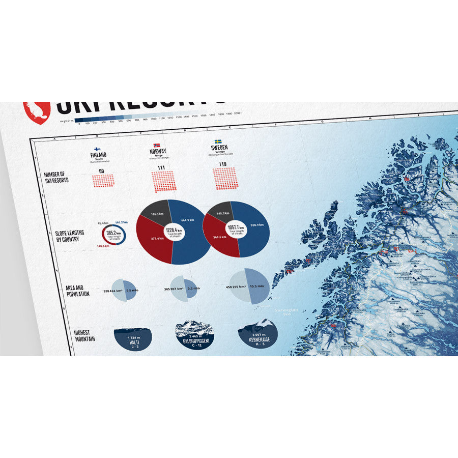 Ski Resorts of the Scandinavia Wall Map | Marmota Maps