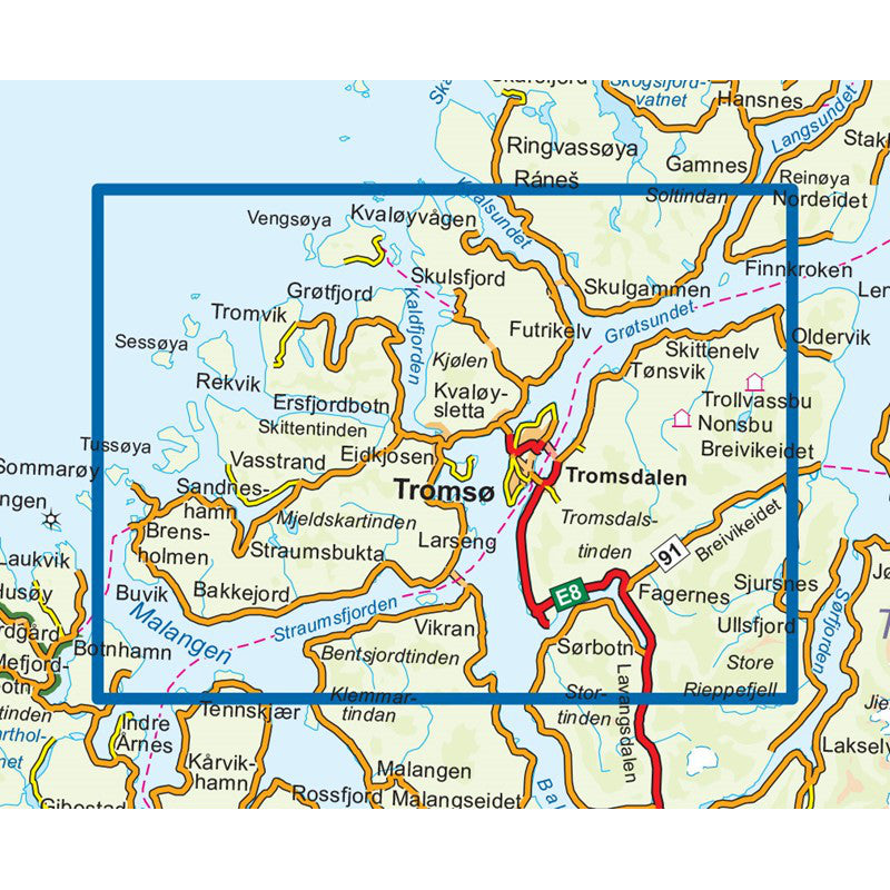 Tromso Map Nordeca Tromso Kvaloya Topo 3000 | Backcountry Books