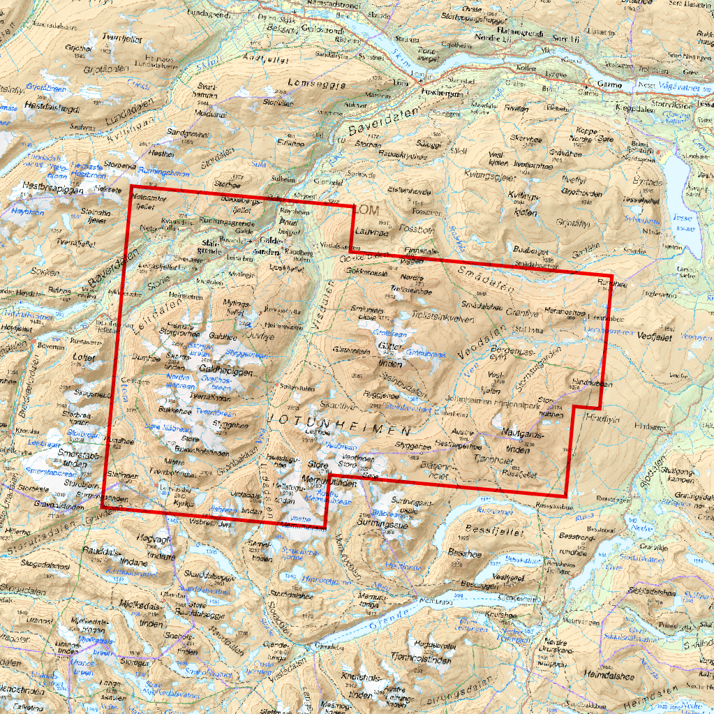 Jotunheimen Map Galdhopiggen and Glittertinden | Backcountry Books