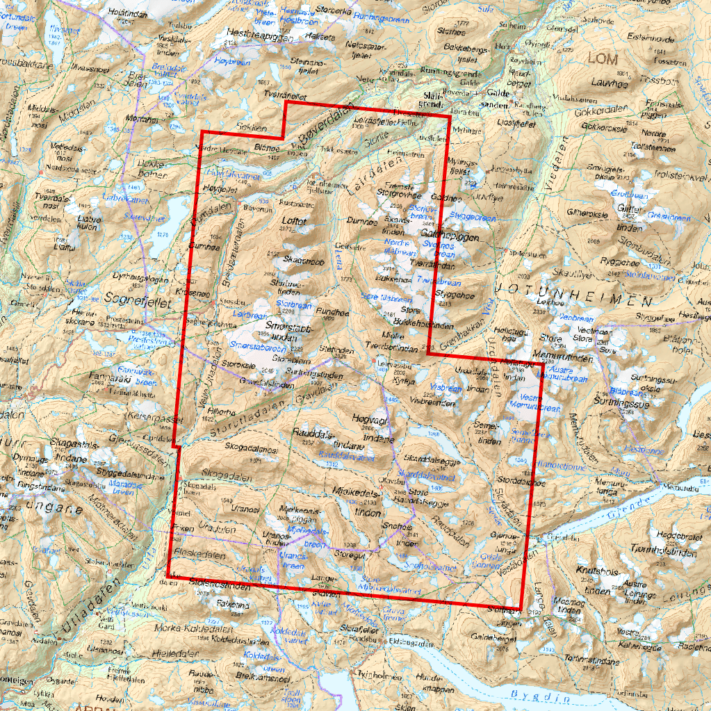 Jotunheimen Map Smørstabbstindan and Leirvassbu | Backcountry Books