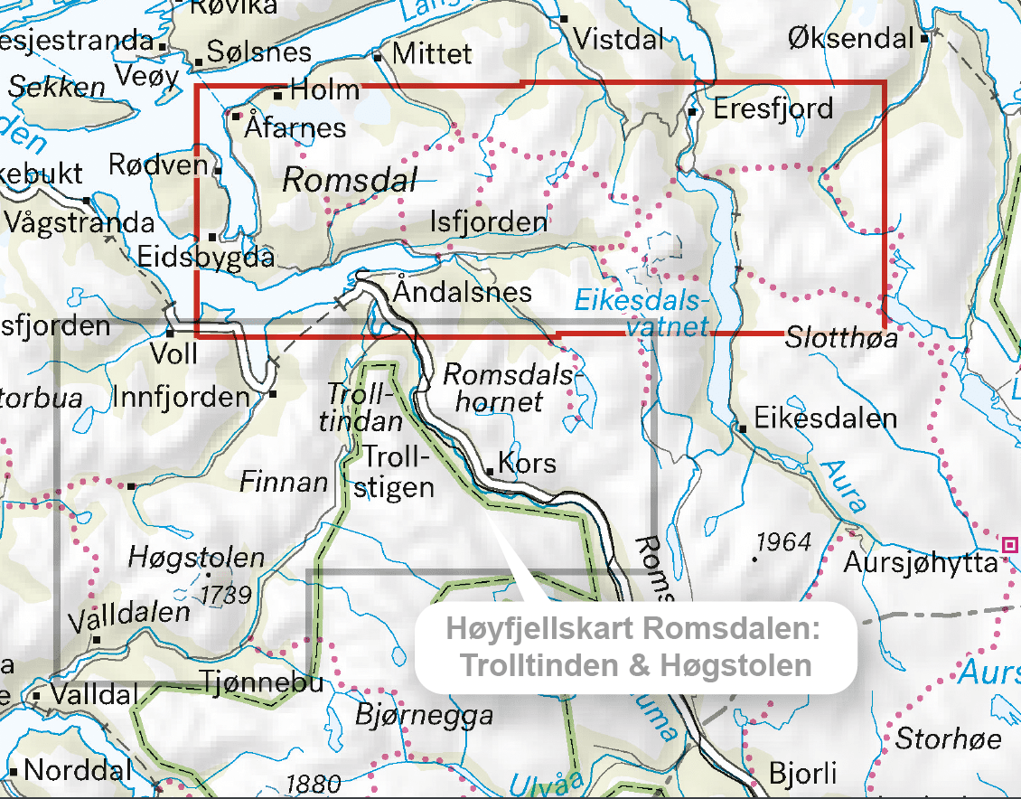 Mappa di Romsdalen | Mappa Calazo Isjorden e Eresjord 1:25.000