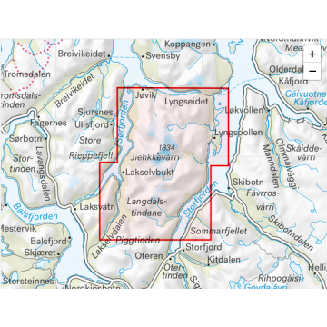 Carte de Lyngen | Carte Calazo Lyngenhalvoya Sor (Sud) 1:25 000