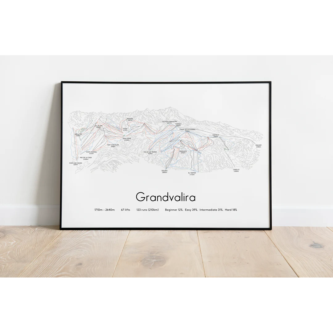 Grandvalira Piste Map Wall Print | Backcountry Books