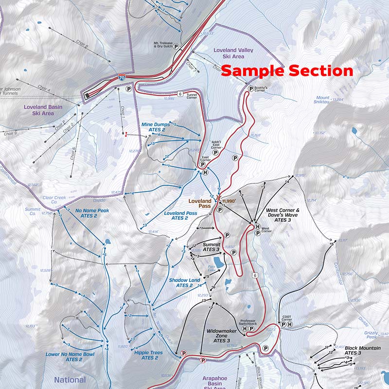 Backcountry Ski Map: Loveland Pass, Colorado | Beacon Guidebooks