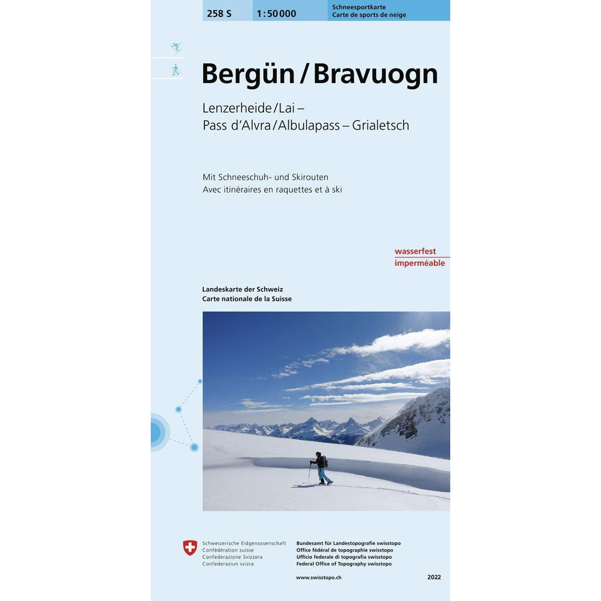 Swisstopo 258S Bergün / Bravuogn - Lenzerheide, Lai, Pass d'Alvra, Albulapass, Grialetsch Ski Touring Map | Backcountry Books