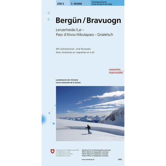 Swisstopo 258S Bergün / Bravuogn - Lenzerheide, Lai, Pass d'Alvra, Albulapass, Grialetsch Ski Touring Map | Backcountry Books