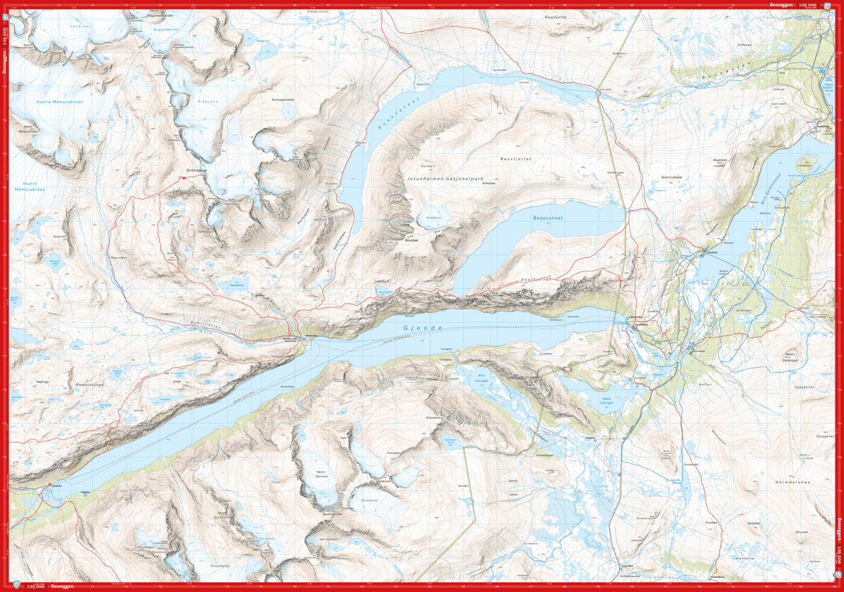 Jotunheimen Map Besseggen and Bygdin | Backcountry Books