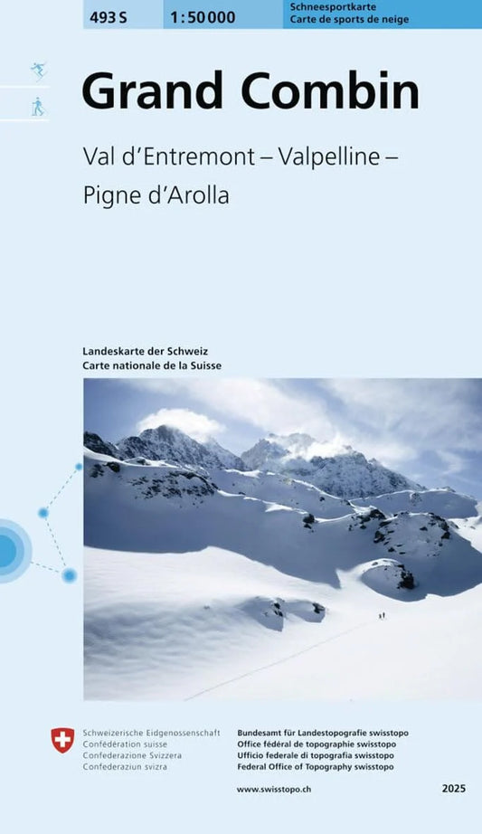 Grand Combin Ski Touring Map | Swisstopo 293S Grand Combin - Val d'Entremont - Valpelline - Pigne d'Arolla Ski Touring Map