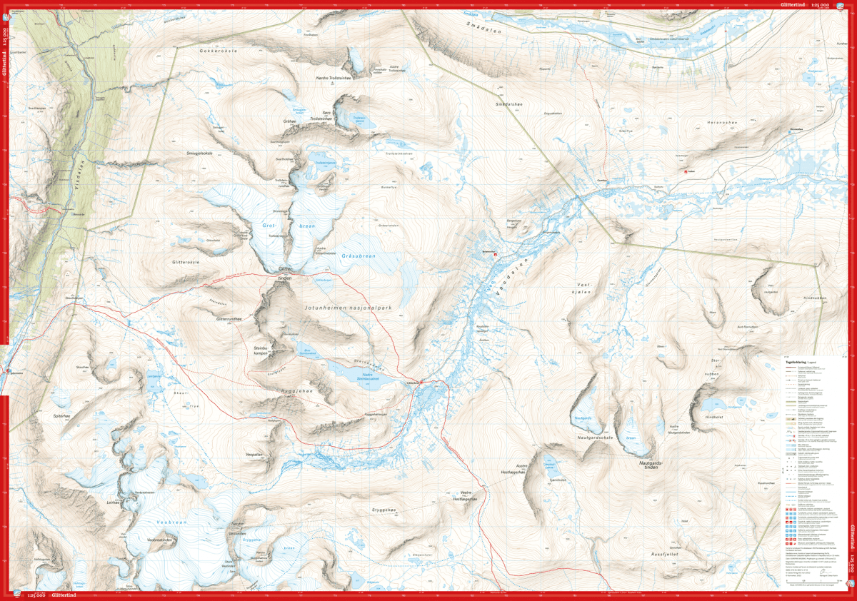 Jotunheimen Map Galdhopiggen and Glittertinden | Backcountry Books