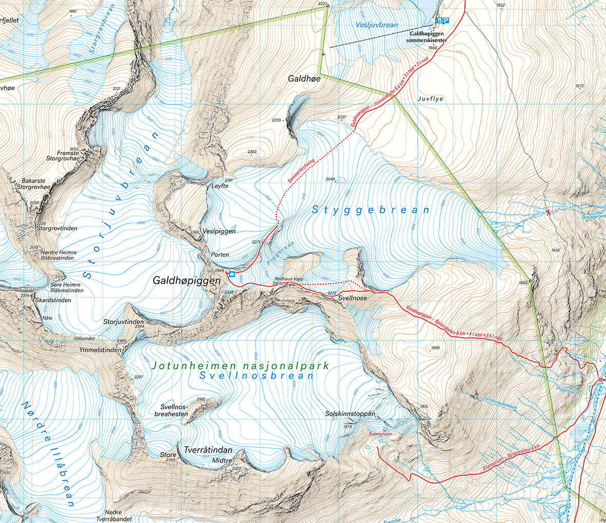 Jotunheimen Map Galdhopiggen and Glittertinden | Backcountry Books