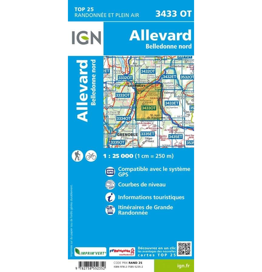 Allevard / Belledonne Nord IGN 3433 OT | Backcountry Books