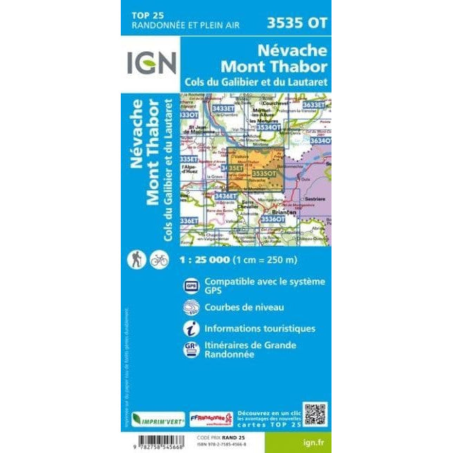 IGN 3535 OT | Nevache, Mont Thabor, Cols du Galibier et du Lautaret