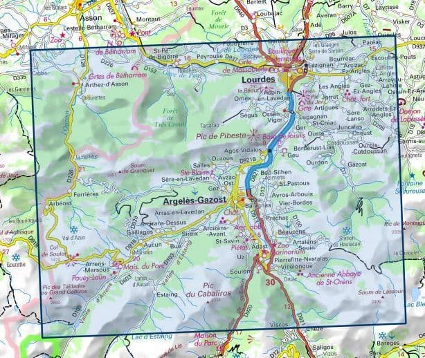 Lourdes Map | IGN 1647 ET Lourdes, Argeles-Gazost, le Lavedan | Backcountry Books