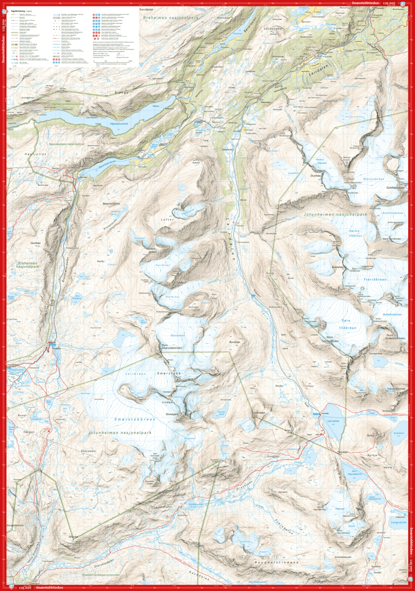 Jotunheimen Map Smørstabbstindan and Leirvassbu | Backcountry Books