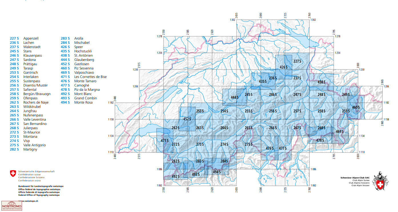 Monte Rosa Ski Touring Map | Swisstopo 494S Monte Rosa, Breuil-Cervinia, Col Durand, Strahlhorn Ski Touring Map | Backcountry Books