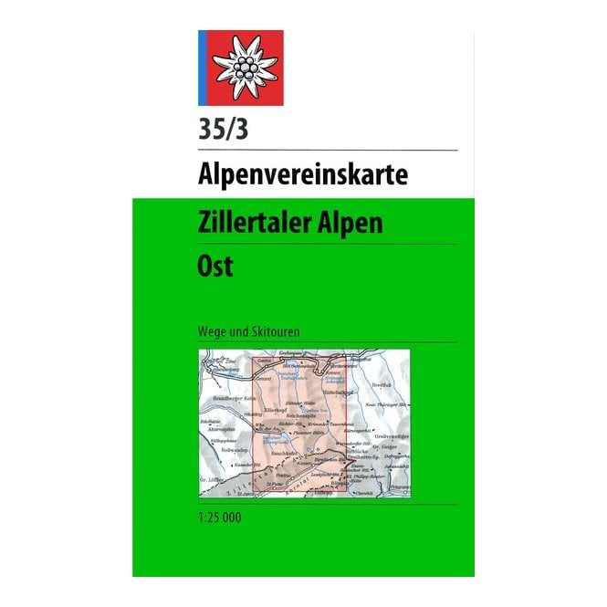 Zillertal Ski Touring Map | Alpenvereinskarte 35/3 Zillertaler Alpen Ost | Backcountry Books
