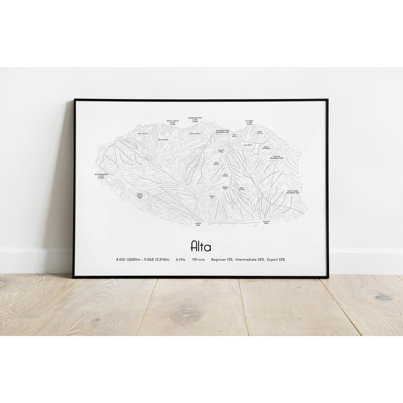 Alta Ski Piste Map Poster | Backcountry Books