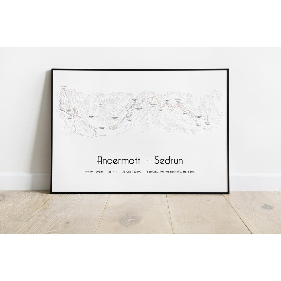 Andermatt Sedrun Piste Map Wall Print Poster | Backcountry Books