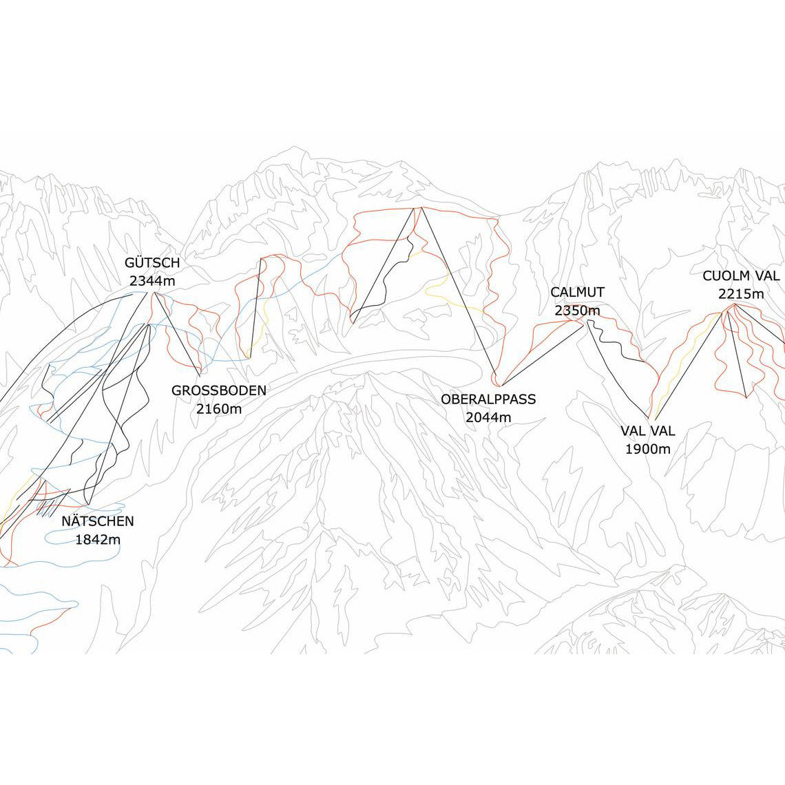 Andermatt Sedrun Piste Map Wall Print Poster | Backcountry Books