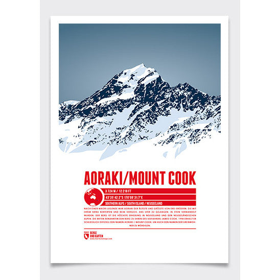 Aoraki / Mount Cook Wall Print Marmota Maps | Backcountry Books