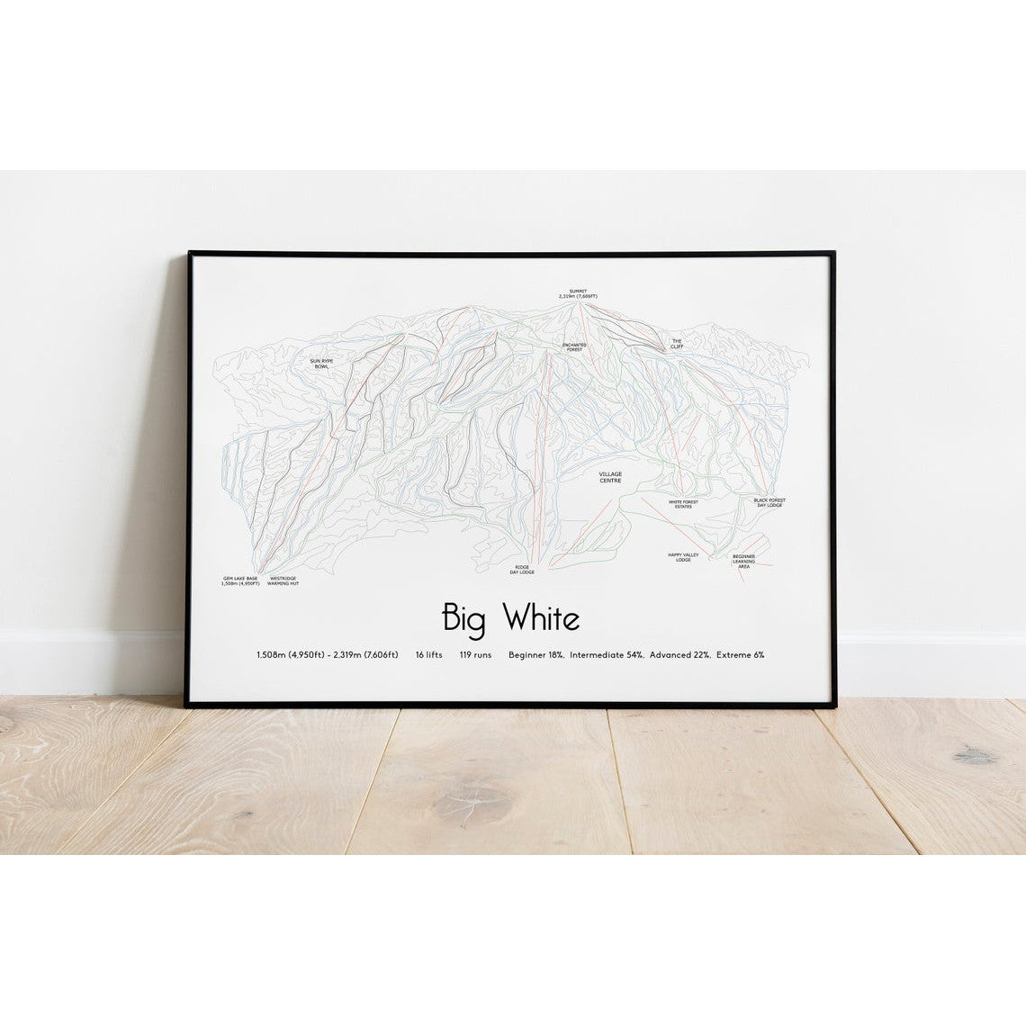 Big White Piste Map Wall Print Poster | Bluebell and Moss | Backcountry Books