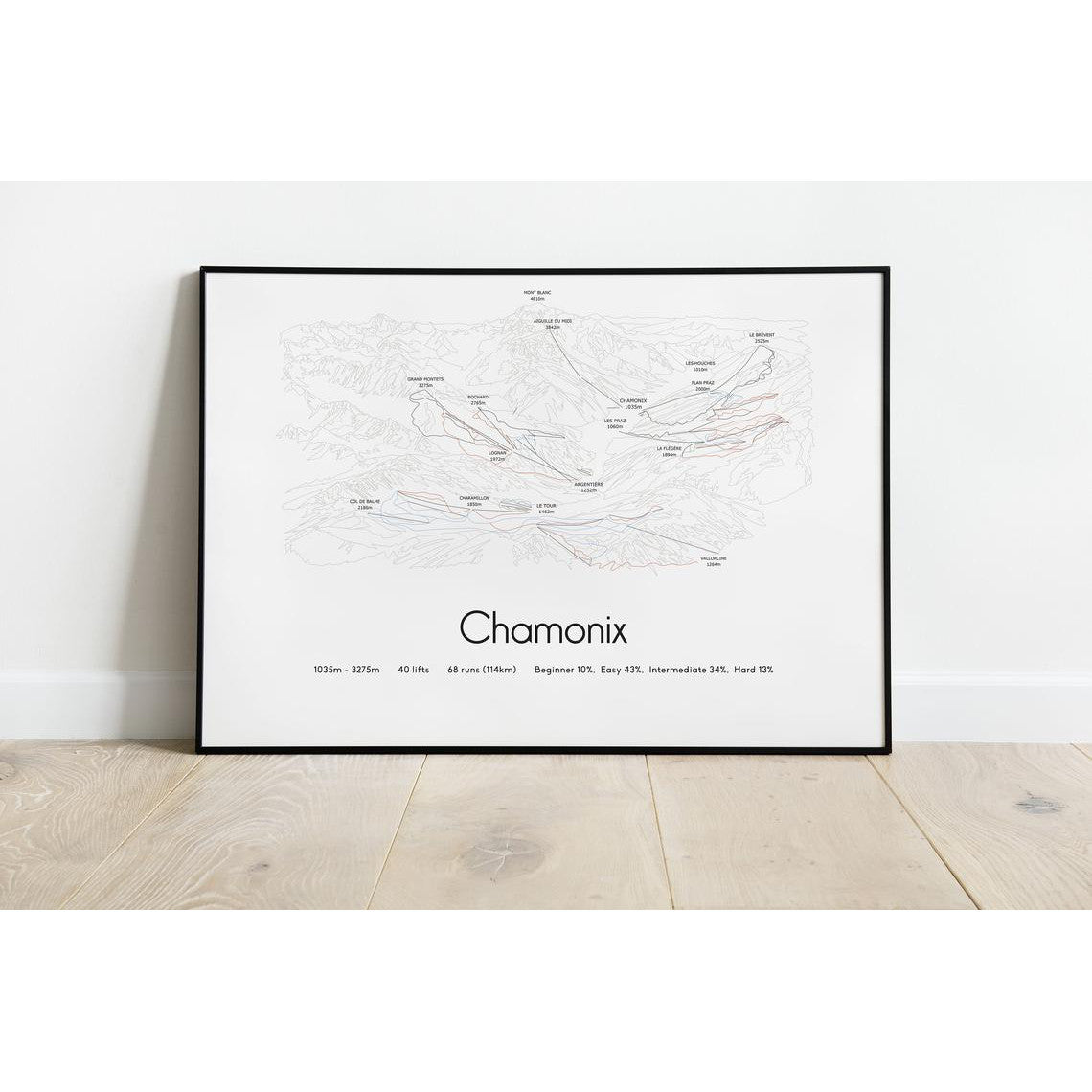 Chamonix Ski Piste Map Wall Print Poster | Backcountry Books