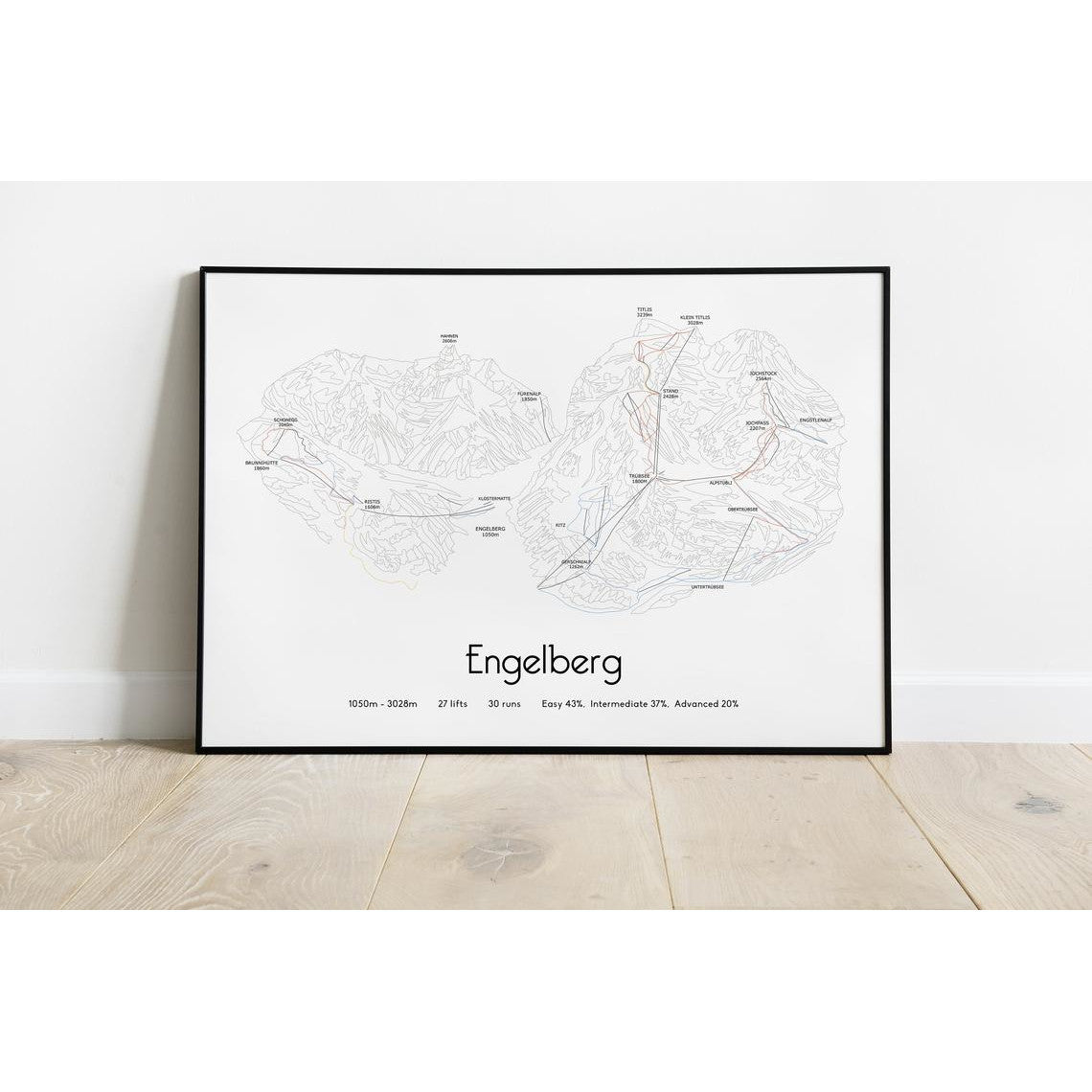 Engelberg Piste Map Wall Print Poster | Backcountry Books | Bluebell and Moss