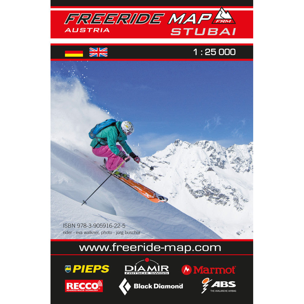Freeride Map Stubai | Off Piste Skiing Map Stubai | Backcountry Books
