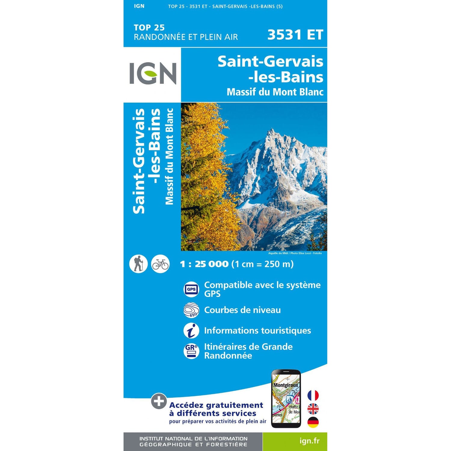 IGN_3531_ET_St_Gervais_Massif_du_Mont_Blanc_Chamonix_Map
