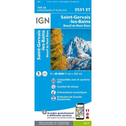 IGN_3531_ET_St_Gervais_Massif_du_Mont_Blanc_Chamonix_Map