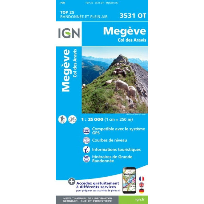 IGN Megeve - Col des Aravis 3531 OT Map | Backcountry Books