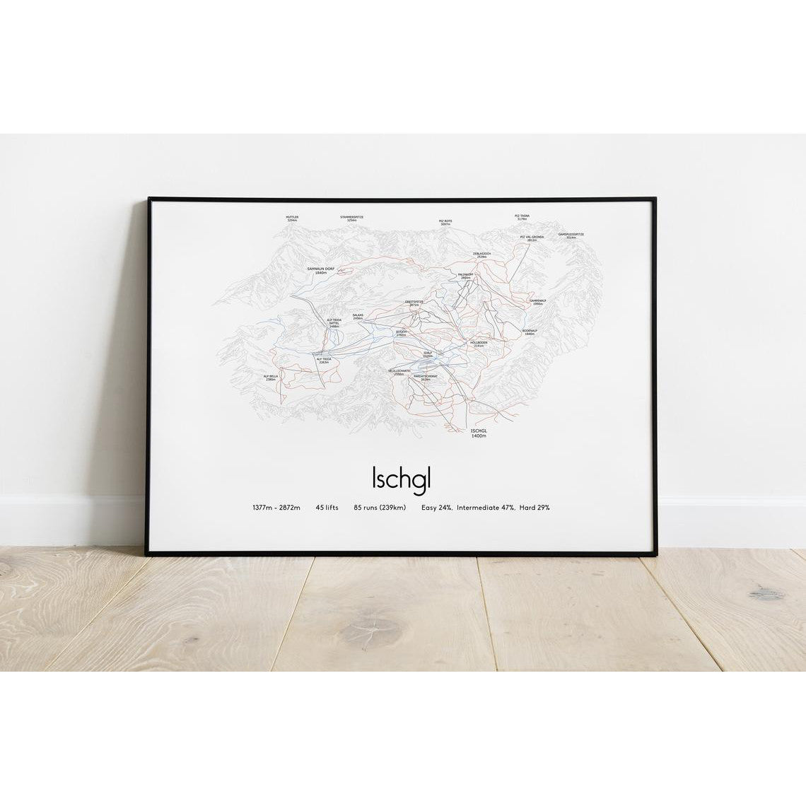 Ischgl Samnaun Piste Map Wall Print | Backcountry Books