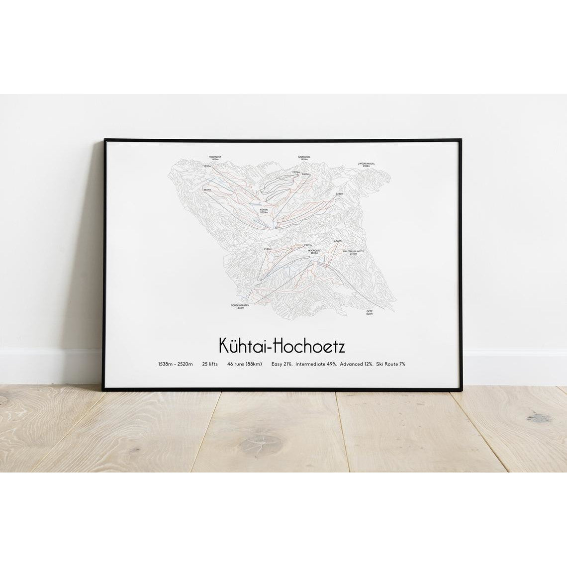 Kuhtai Ski Piste Map Wall Print Poster | Bluebell and Moss | Backcountry Books