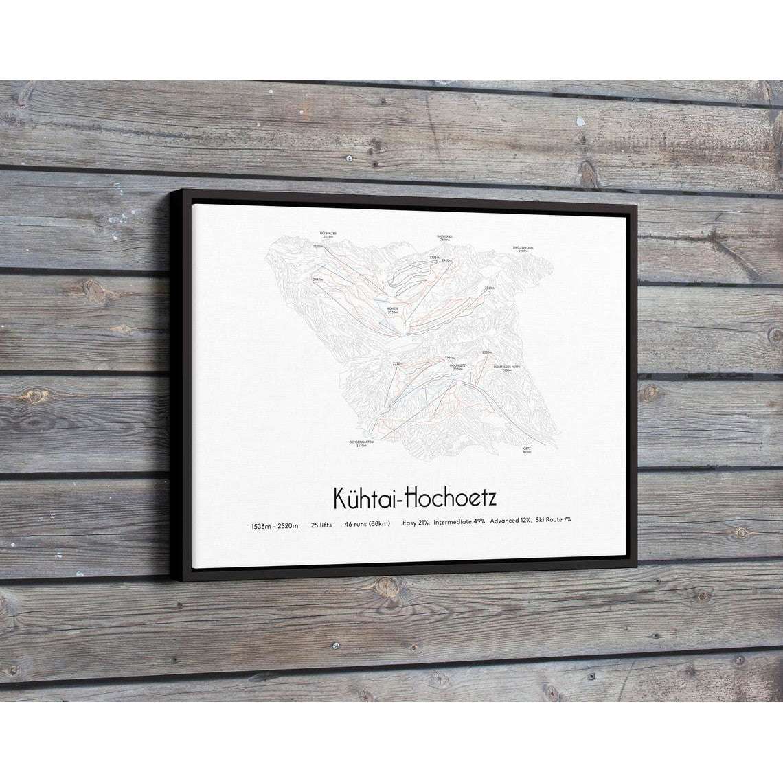 Kuhtai Ski Piste Map Wall Print Poster | Bluebell and Moss | Backcountry Books