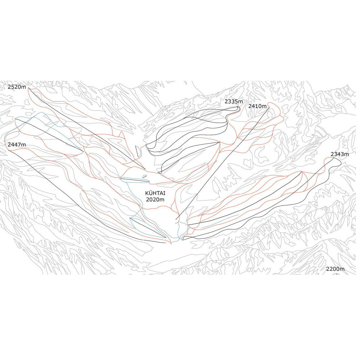 Kuhtai Ski Piste Map Wall Print Poster | Bluebell and Moss | Backcountry Books