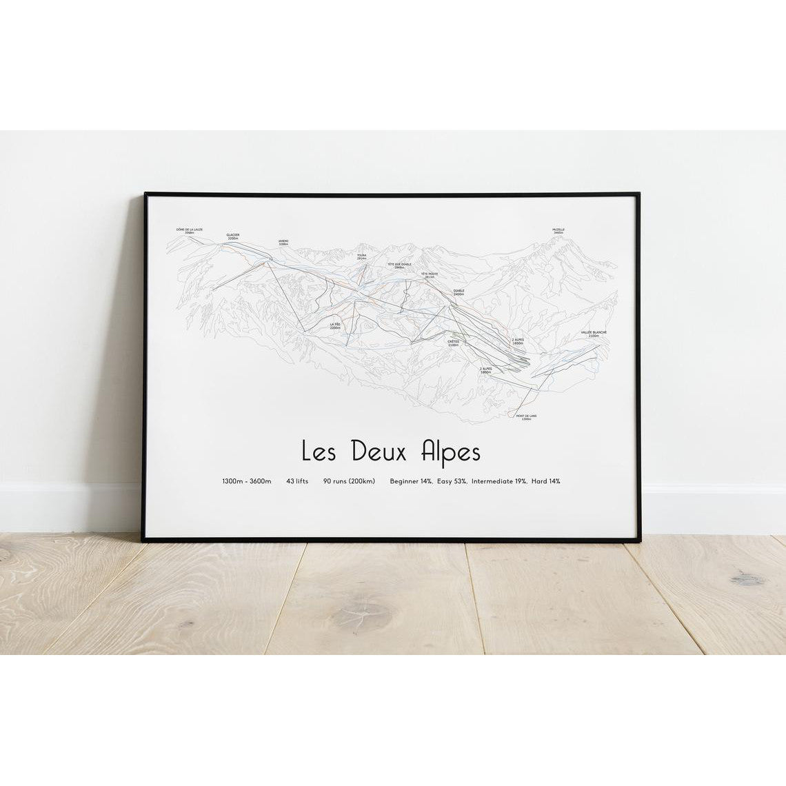 Les Deux Alpes Ski Piste Map Wall Print | Backcountry Books