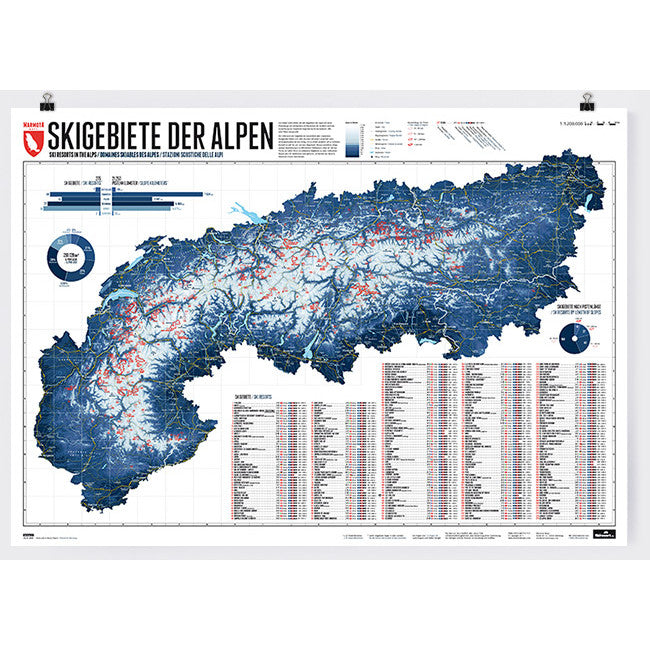 Marmota Maps Alps Ski Resorts Wall Map | Backcountry Books