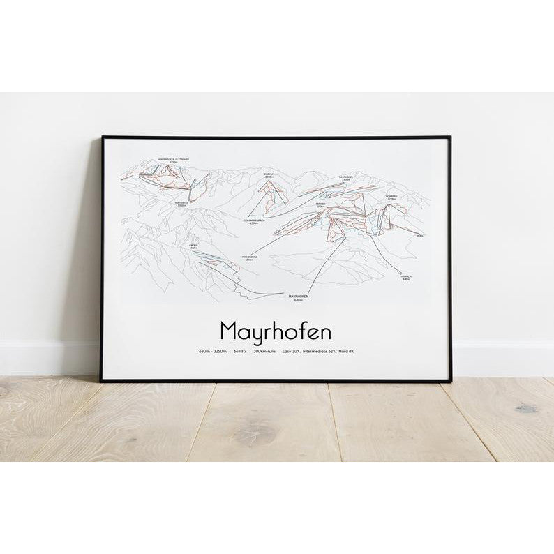 Mayrhofen Piste Map Wall Print | Backcountry Books