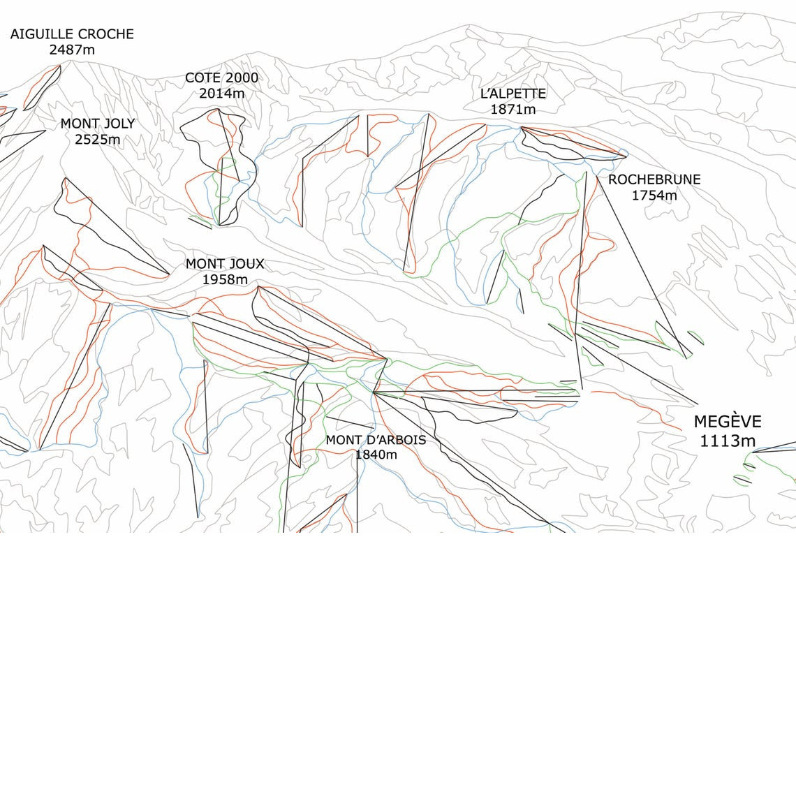 Megeve Combloux Piste Map Wall Print Poster