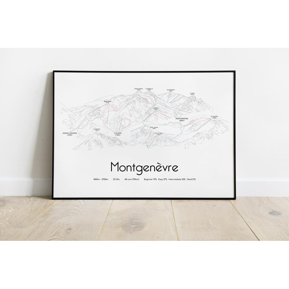 Montgenevre Ski Piste Map Wall Print Poster | Backcountry Books