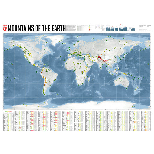 Mountains of the Earth World Wall Map | Marmota Maps | Backcountry Books
