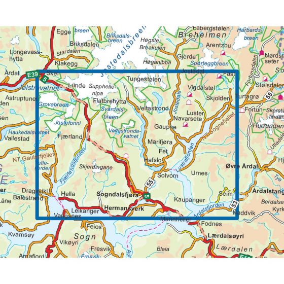 Sogndal Map | Nordeca Sogndal - Leikanger Topo 3000